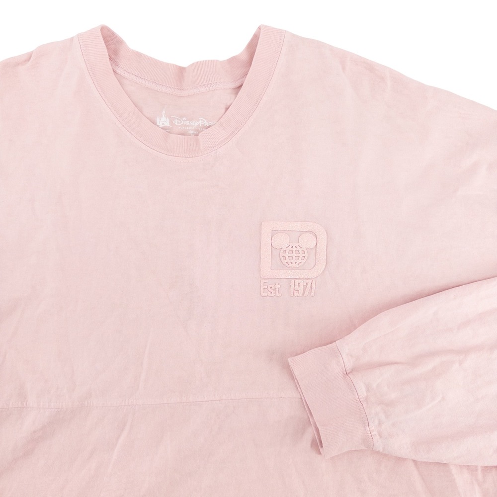 Walt Disney World Womens XXL Spirit Jersey Light Pink Puff Print Shirt WDW